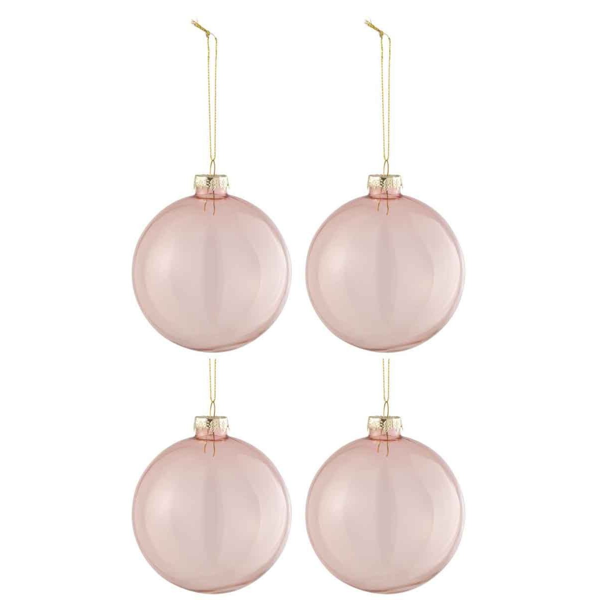 Boules de Noël verre épais 10cm rose transparent grand format