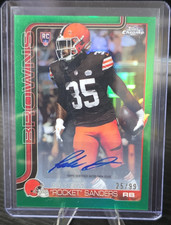 2025 Topps Chrome Raheim 'Rocket' Sanders Green Auto #RRA-RS /99 Browns