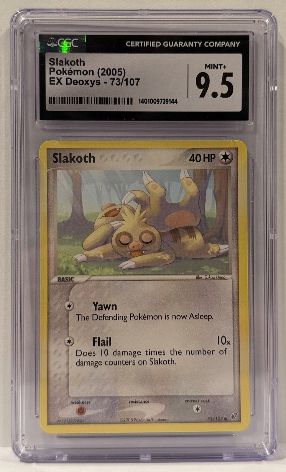 Slakoth Pokémon (2005) EX Deoxys 73/107 CGC Mint+ 9.5 Graded