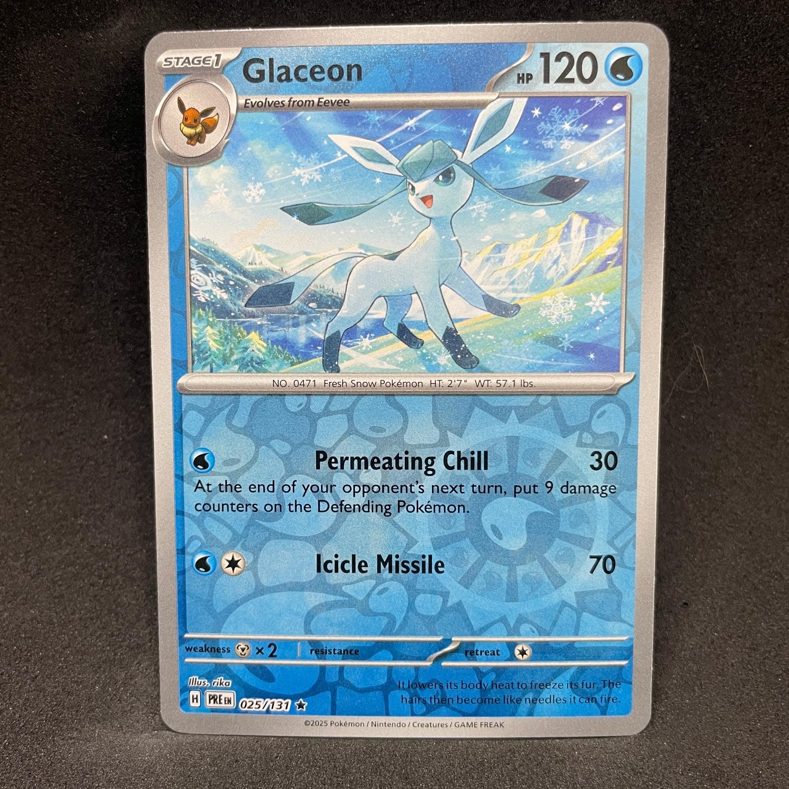 Glaceon 025/131 Holo SV: Prismatic Evolutions Pokemon Reverse Holo NM