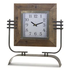 Melrose Home Decorative Clock On Stand 15" x 17.5"H Iron/Wood