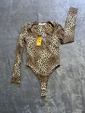 Leopard Print Bodysuit Long Sleeve Size M Lizette Collection