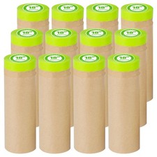 Tangibay Pre-Taped Masking Paper for Painting - 18 inch 12 Rolls: 18", Brown