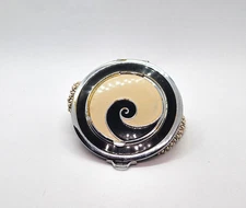 Vintage EVANS ART DECO Tap Sift Compact Rouge Powder Silver & Enamel