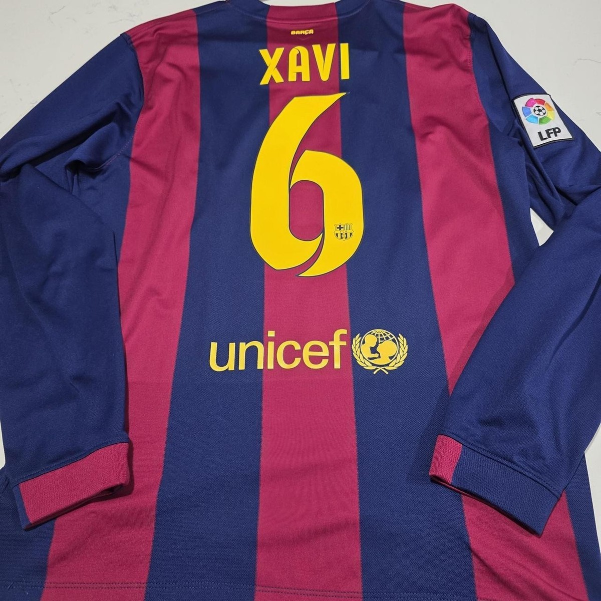Fc Barcelona 2014-2015 Home Xavi Hernandez Longsleeve Jersey Size