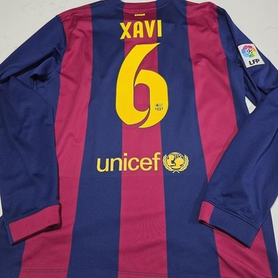 Fc Barcelona 2014-2015 Home Xavi Hernandez Longsleeve Jersey Size