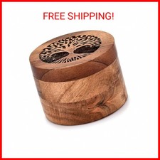 Handmade Acacia Wood Urn for Human Ashes, Tree of Life Wooden Box Urns for Ashes