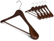 Wooden Hangers 6 Pack Light Walnut Extra Wide Shoulder Coat Suit Closet