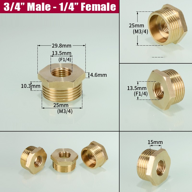 1/8"-1" Male/Female Bushing Copper Thread Reducer Pipe Fitting Adapter Connector