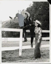 1956 Press Photo Duncan Renaldo, "The Cisco Kid" with Co-Star - hpp40726