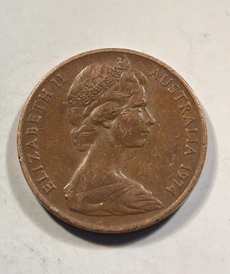 1974 Australia 2 Cent Frilled-Neck Lizard KM# 69