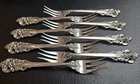 Wallace Grande Baroque Sterling Silver 8 Cocktail Seafood Forks Lot A Insured
