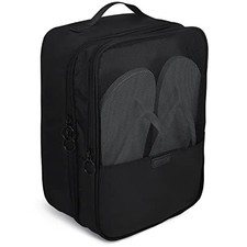 2 Layers Shoe Bags for Travel with Trolley Sleeve Portable Shoe ClassicBlack