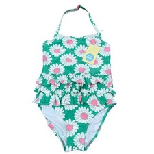 Mini Boden Girls Meadow Green Daisy Ruffle One Piece Swimsuit 9-10Y NWT