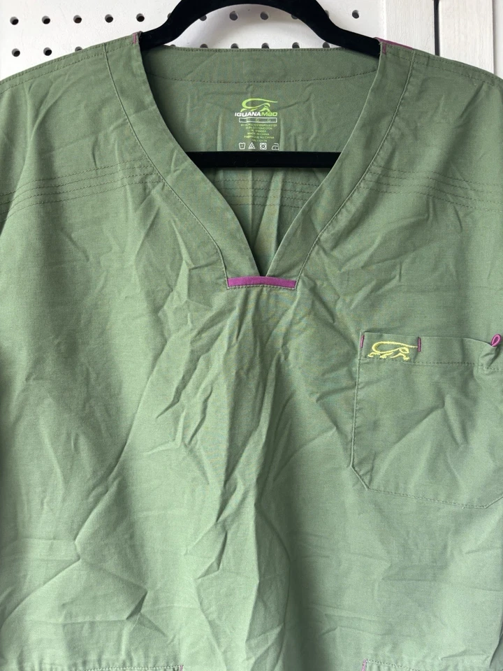 Iguana Med короткий SLV скраб Топ женщин Lg зеленый медицинский ветеринар врач медсестра - Изображение 4 из 4