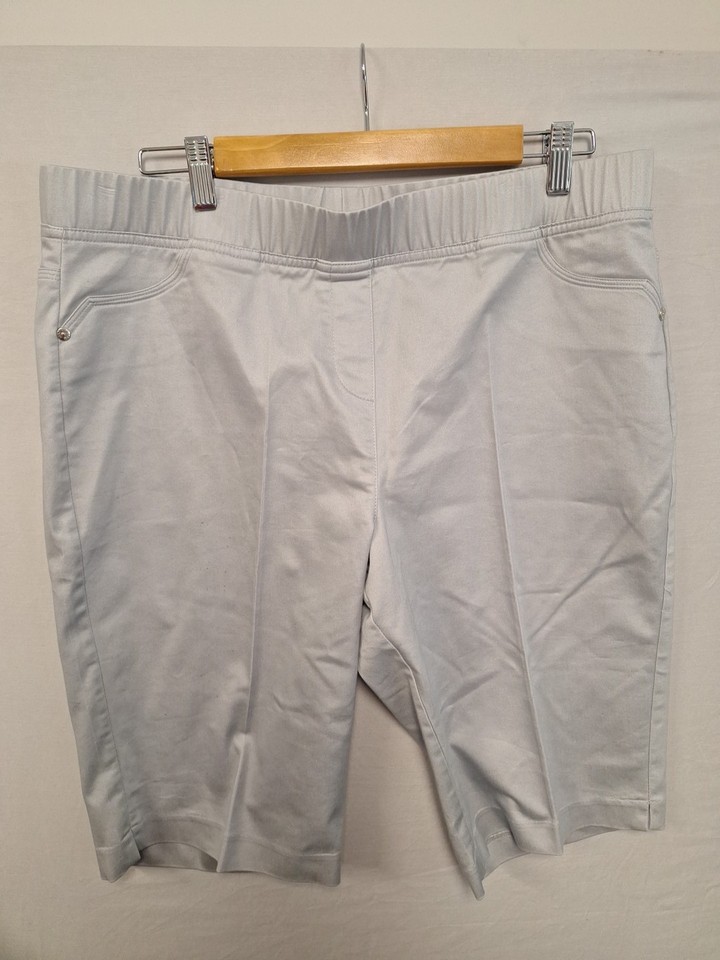W LANE Womens Chino Crop Pants Size 16 White Stretch Mid Rise Straight Elastic