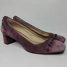 Women's Size 5.5 Tory Burch Colt Deep Purple Suede Studded Pumps Heels Slip On