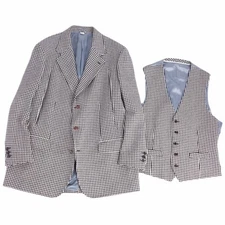 Gucci Ensemble Tailored Jacket Vest Gilet Plaid Wool Outerwear Mens Used MOLO-0