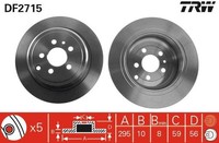 2X Bremsscheibe Hinten TRW DF2715 FÜR CitroËN FÜR Fiat Lancia Scheibenbremse