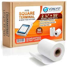 BPA Free Thermal Receipt Paper - Square Terminal, 50 Pack