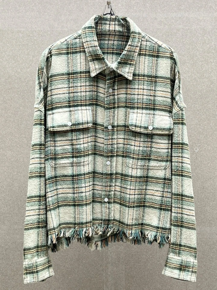 Hombres/Mujeres Retro Antiguo Borde Áspero Corto Manga Larga Camisa Informal Top Foto 3 de 4