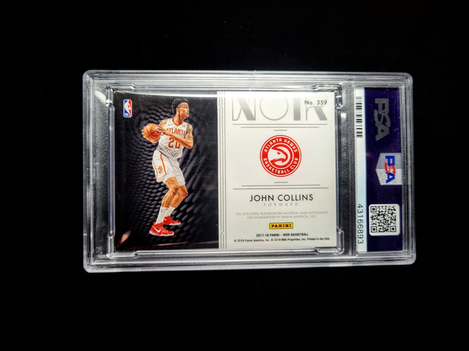 LOGOMAN Tag 2017-18 Panini NOIR John Collins Rookie Patch Auto /5 view 2