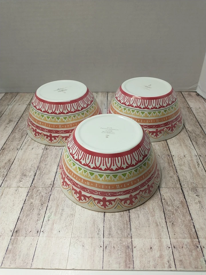 Conjunto de 3 tigelas florais de melamina limiar 6 X 2,75 polegadas vermelho boêmio - Imagem 3 de 4