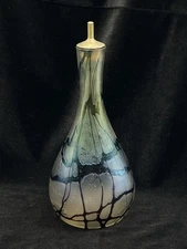 Antique Iridescent Austrian Loetz Glass Barber Bottle—7 3/8”