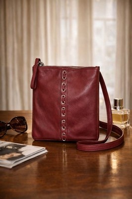Coach Y2K Red Leather Crossbody Bag Grommet Lace Up Small Coach Y2K Red Leather Crossbody Bag Grommet Lace Up Small