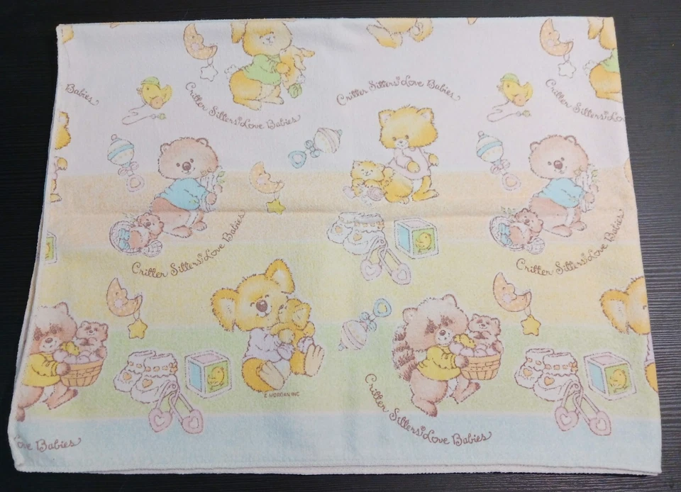 Manta envolvente Baby Morgan vintage años 80 Critter Sitters Love Babies 27"x 35" Foto 2 de 4
