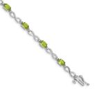 14k White Gold Peridot and Diamond Infinity 7" Bracelet Gift for Mother