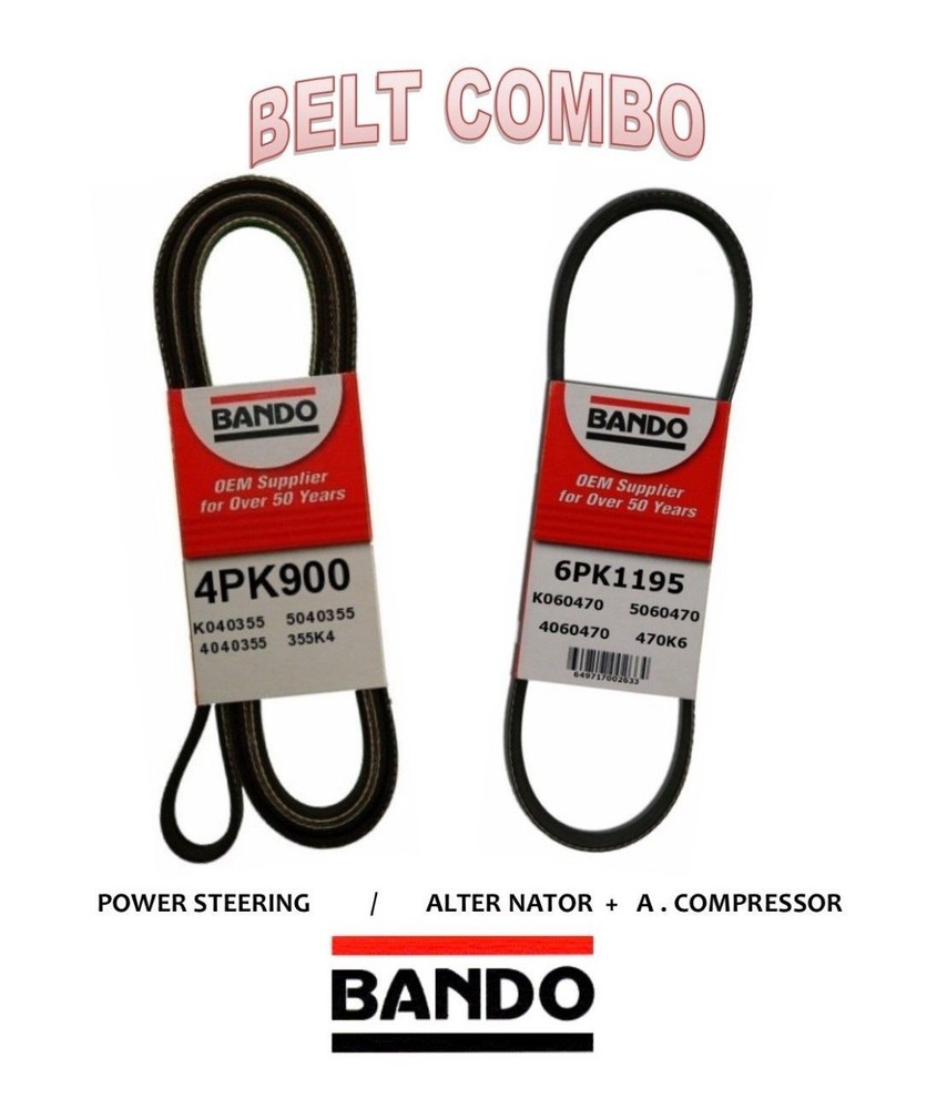 Mitsubishi Galant 99-03 Eclipse 00-05 V6 3.0L Bando OEM Serpentine Belt Set 2PC ALT AC PS  