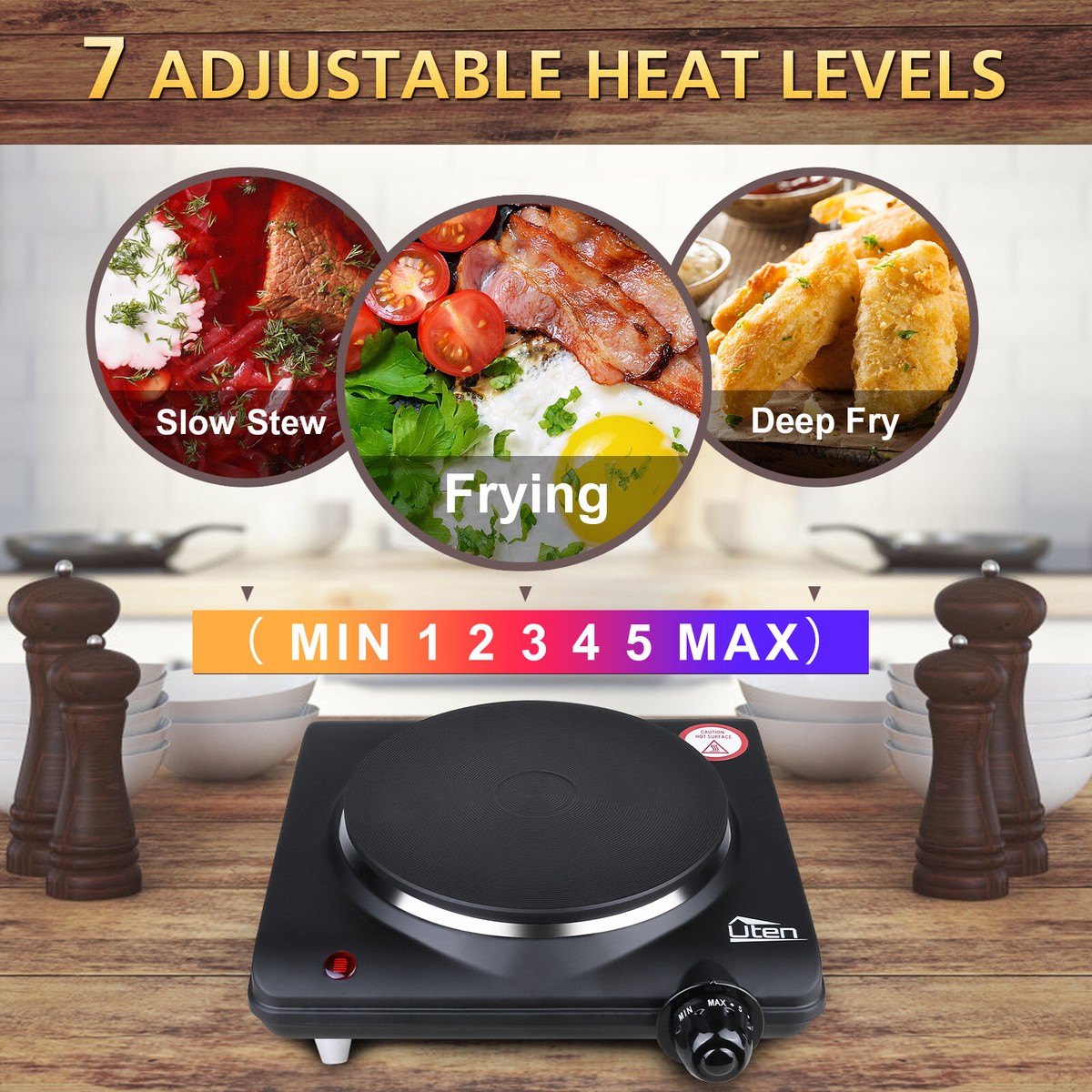 Uten 1000W/2250W Electric Cooker Hobs Portable 1/2 Ring Hot Plate Stove  Kitchen | eBay