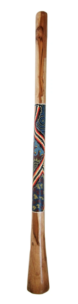 Hand painted HARDWOOD didgeridoo 117 cm fair trade Aboriginal style decoration