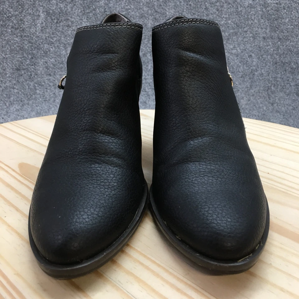 Dr. Scholls 踝靴女式 9.5 米黑色旋律杏仁鞋头一脚蹬楔形皮革 — 第 4/4 张图片