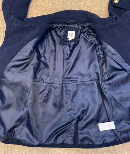 Gap Kids Peacoat Girls S Long Sleeve Wool Blend Navy Lined Pockets Preppy - Picture 4 of 9