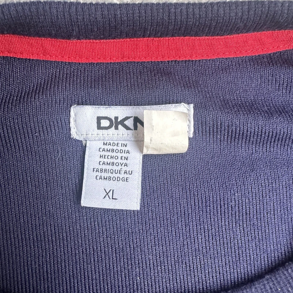 DKNY Damen Pullover Sweatshirt Gr. XL Sweater Stretch Logo Langarm 19403 Blau - Bild 3 von 4