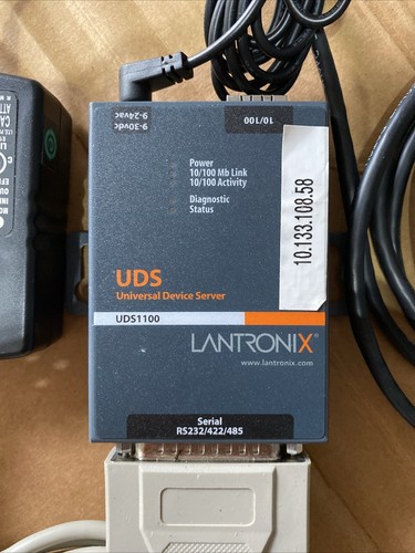 Lantronix UDS1100 Universal Device Server Serial Adapter & Power Supply - Picture 2 of 5