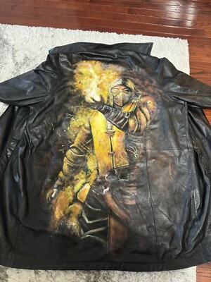 Vintage Hand painted Scorpion Leather Coat XXL