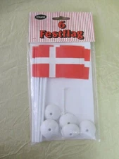Duni 6 Festflag table party decorations DANISH FLAGS Denmark favors paper stands