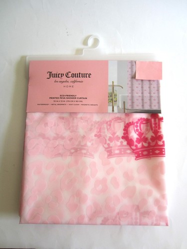 Juicy Couture Pink Animal Print Crown Eco-Friendly Printed PEVA Shower Curtain - 第 1/5 張圖片