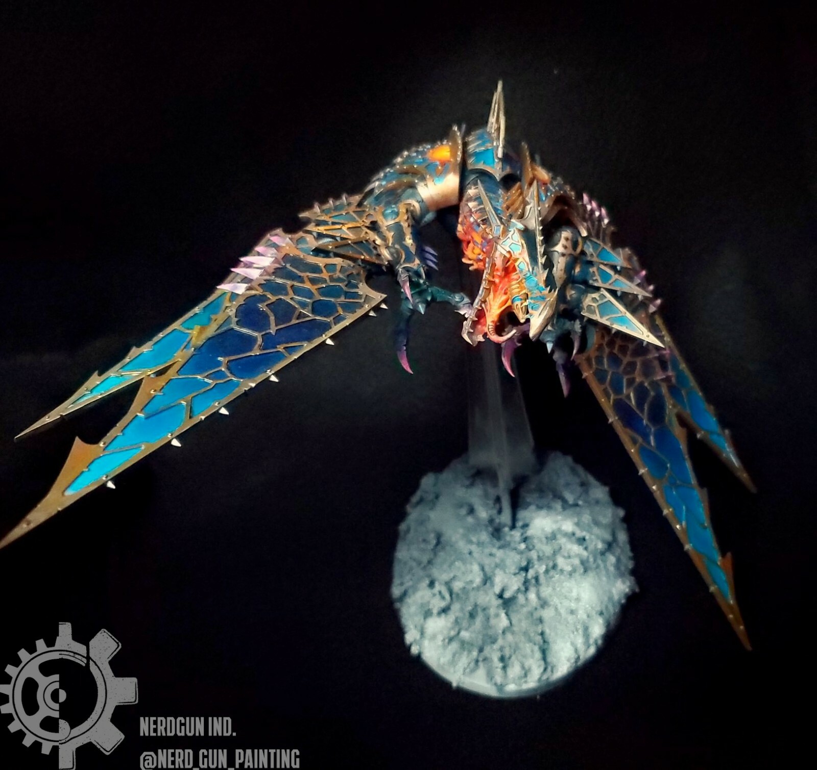 Figurine Warhammer 40k Heldrake – Chaos Space Marines Thousand Sons Peinte à La Main