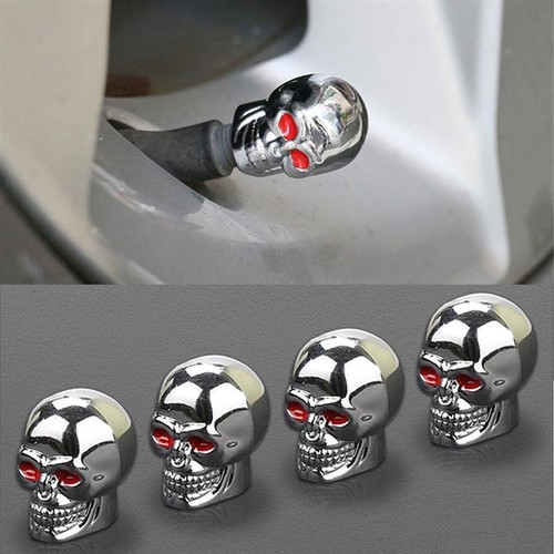 4pcs Chrome Car Tire Valve Stem Cap Covers + Sleeves – Universal Fit, Unbranded