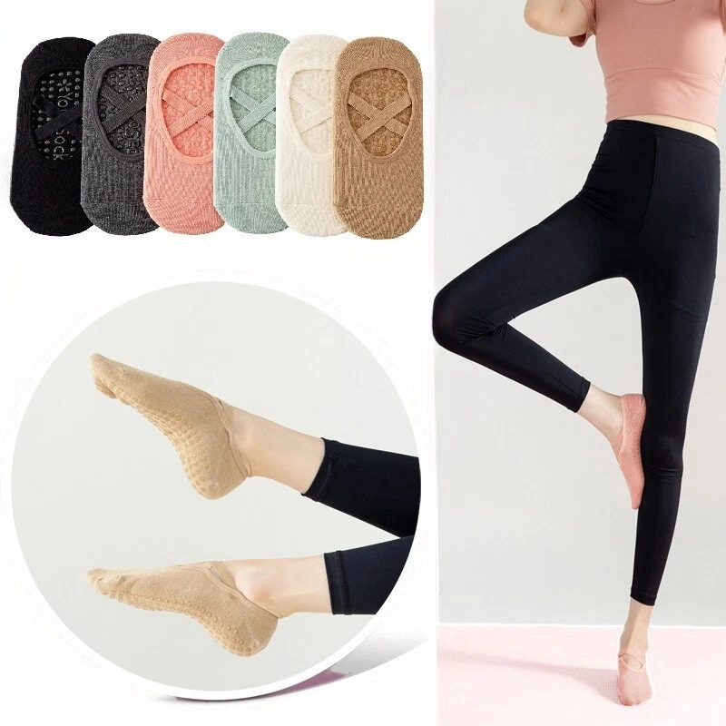 Calcetines de yoga con agarre Pilates Fitness antideslizantes piso en casa algodón trampolín banda cruzada