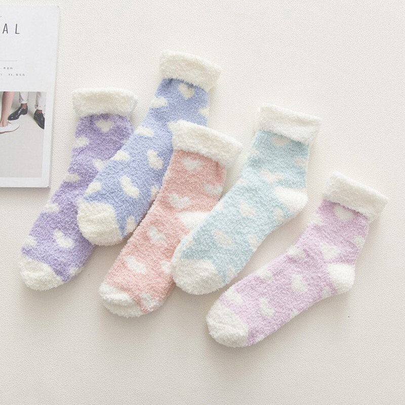 APL Pantofole Soffice Letto Calzini Pile Calzini Cuore Invernali Calde 