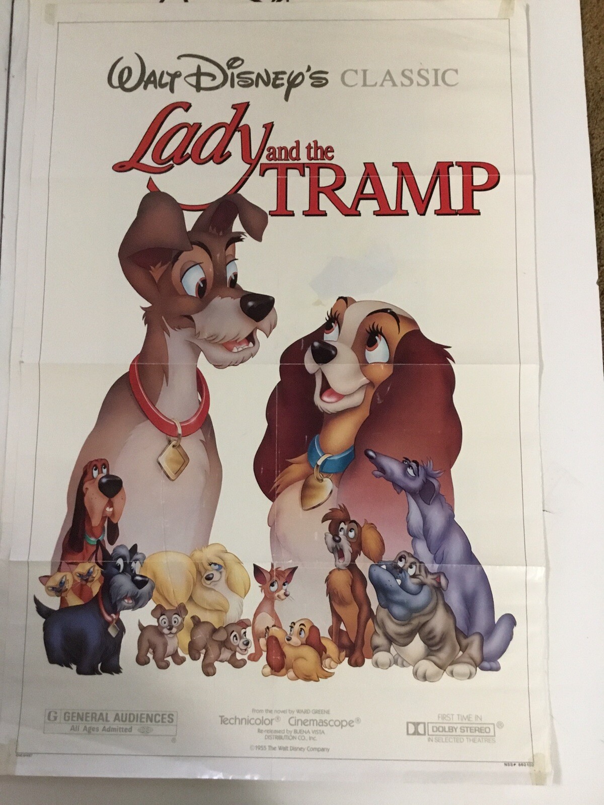 LADY TRAMP Movie Poster One Sheet 1986 ReRelease Walt Disney 1771