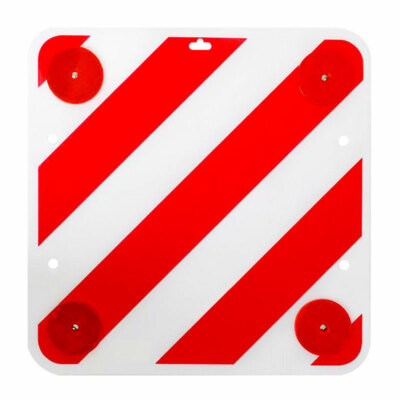 Warntafel mit Reflektoren 50x50 Rot Weiß Warnschild Rückstrahler für Heckträger