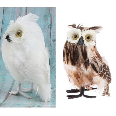 2x Gefiederte Eule Vogel pelzig Abschreckung Wohndeko, 18 cm/7 Zoll