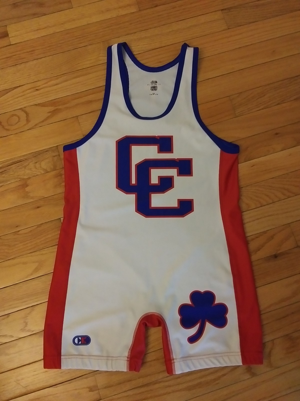 Detroit Catholic Central HS Shamrocks Cliff Keen Match Used Wrestling Singlet L