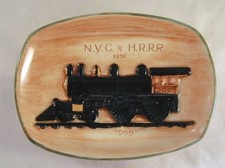 Unusual Pennsbury Pottery Plaque NYC HRRR "999" Locomotive 1891